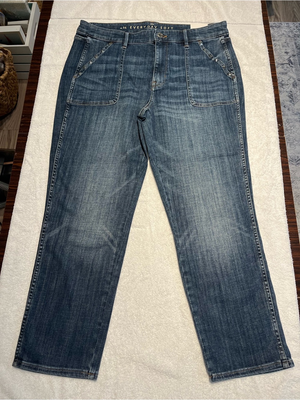 White House Black Market Everyday Soft Blue Straight-Crop Leg Jeans - Size 14